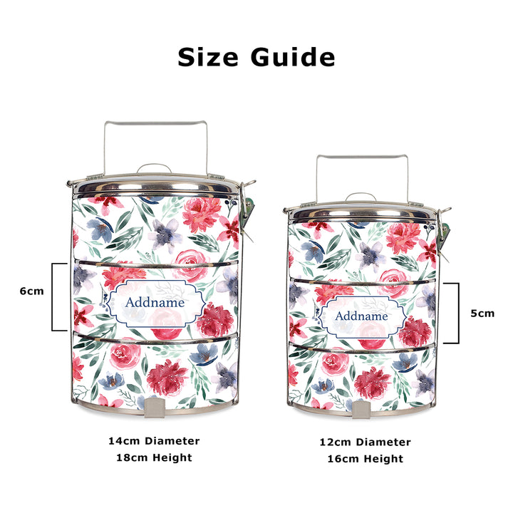 Teezbee.com - Peony Rose Tiffin Carrier (Size Guide)