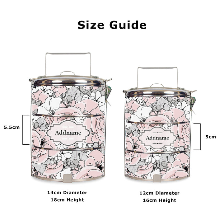 Teezbee.com - Pink Roses Tiffin Carrier (Size Guide)