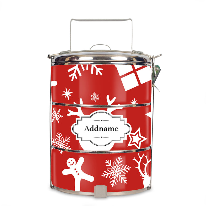 Teezbee.com - Red Christmas Tiffin Carrier