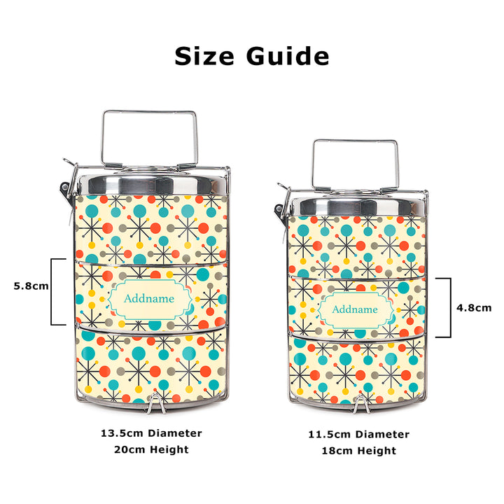 Teezbee.com - Retro Atomic Insulated Tiffin Carrier (Size Guide)