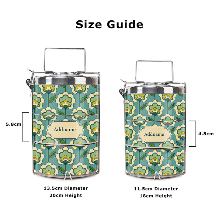 Teezbee.com - Retro Floral Insulated Tiffin Carrier (Size Guide)