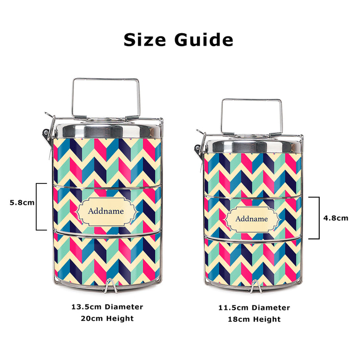 Teezbee.com - Retro Zigzag Insulated Tiffin Carrier (Size Guide)