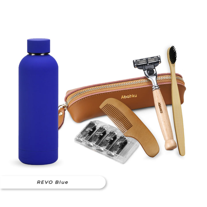 Teezbee.com - REVO Water Bottle & Shaving Kit Bundle (Blue)