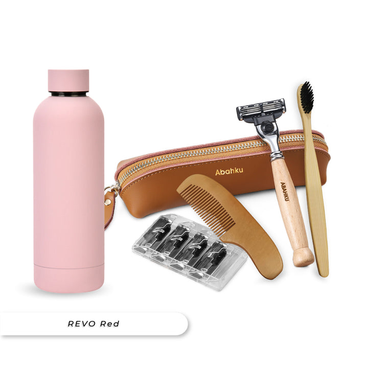 Teezbee.com - REVO Water Bottle & Shaving Kit Bundle (Pink)