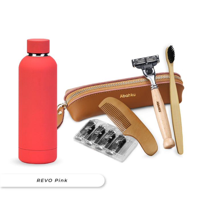 Teezbee.com - REVO Water Bottle & Shaving Kit Bundle (Red)