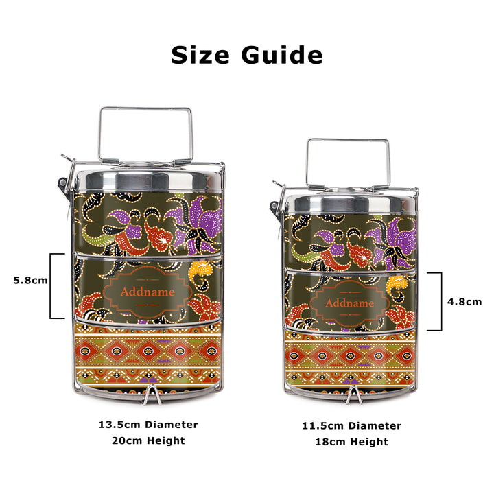 Teezbee.com - Songket Batik Insulated Tiffin Carrier (Size Guide)
