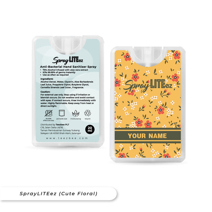 Teezbee.com - SprayLITE ez Personalised Pocket Spray (Cute Floral)