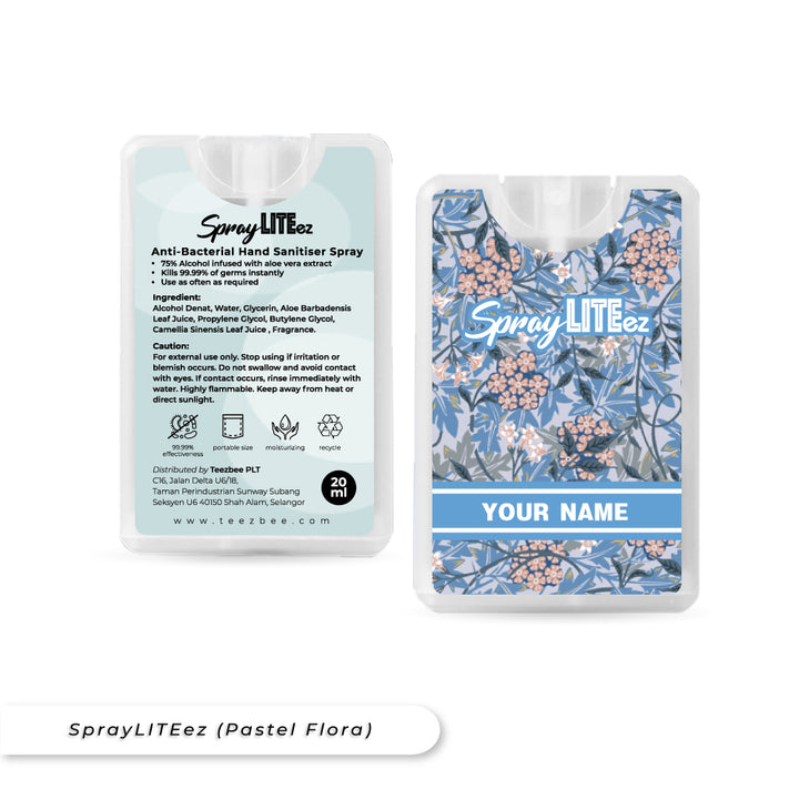 Teezbee.com - SprayLITE ez Personalised Pocket Spray (Pastel Flora)