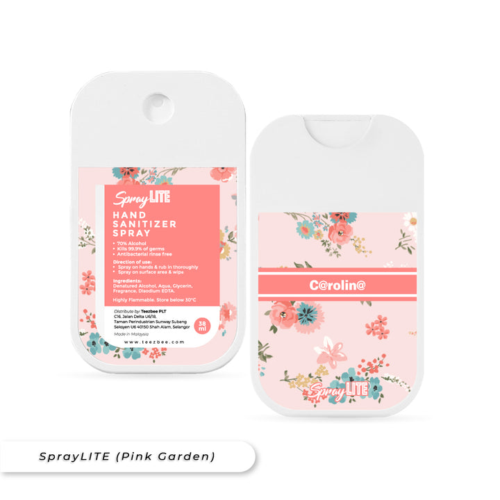 Teezbee.com - SprayLITE Personalised Pocket Spray (Pink Garden)