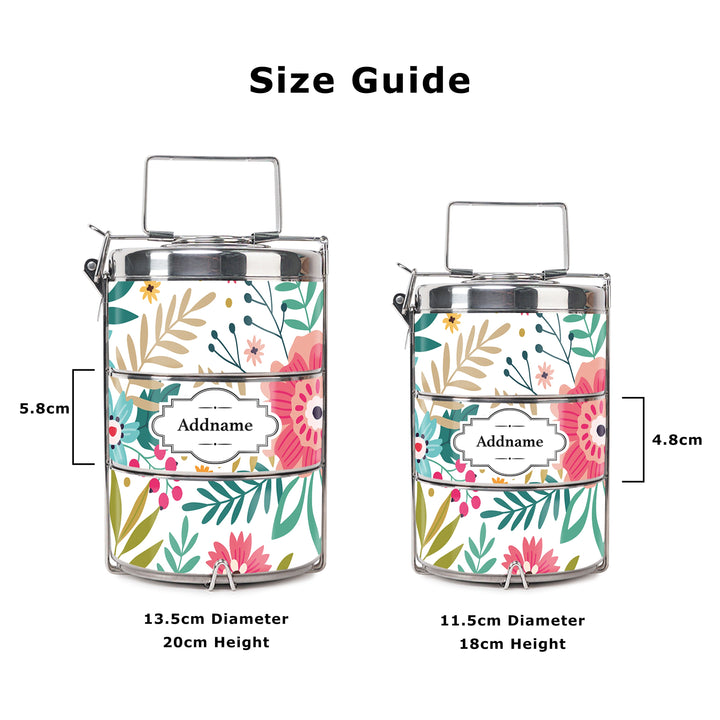 Teezbee.com - Spring Garden Insulated Tiffin Carrier (Size Guide)