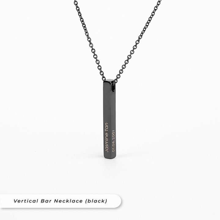 Teezbee.com - Yours Truly Vertical Bar Necklace (Black)