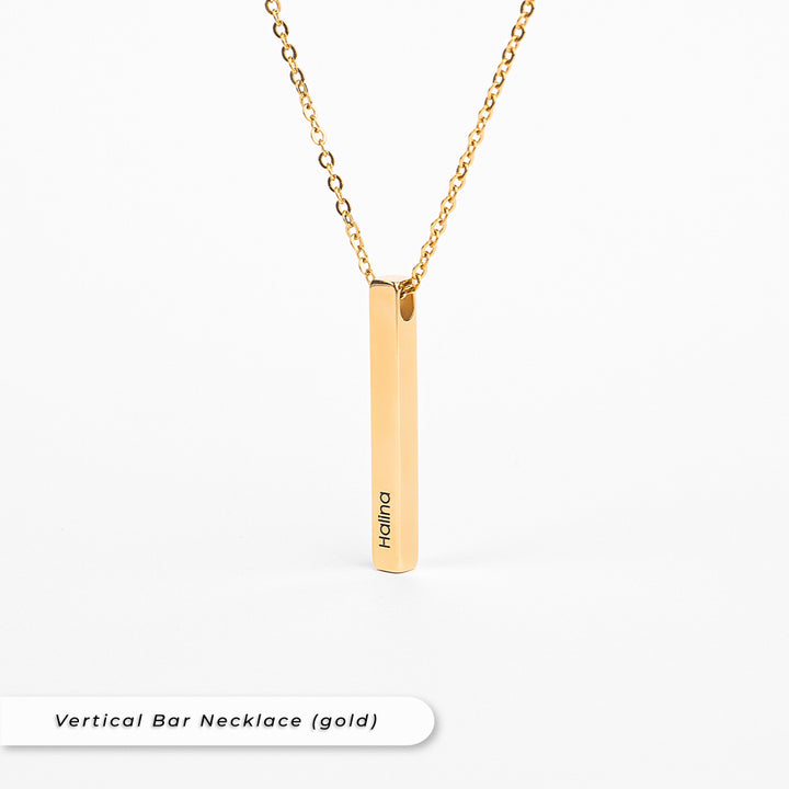 Teezbee.com - Yours Truly Vertical Bar Necklace (Gold)