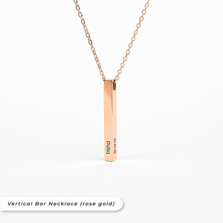 Teezbee.com - Yours Truly Vertical Bar Necklace (Rose Gold)