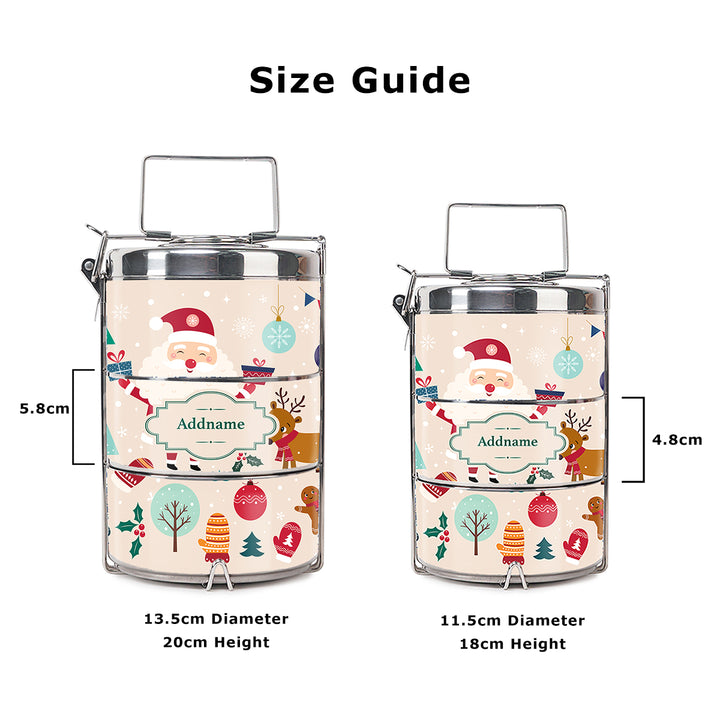 Teezbee.com - Vintage Christmas Insulated Tiffin Carrier (Size Guide)
